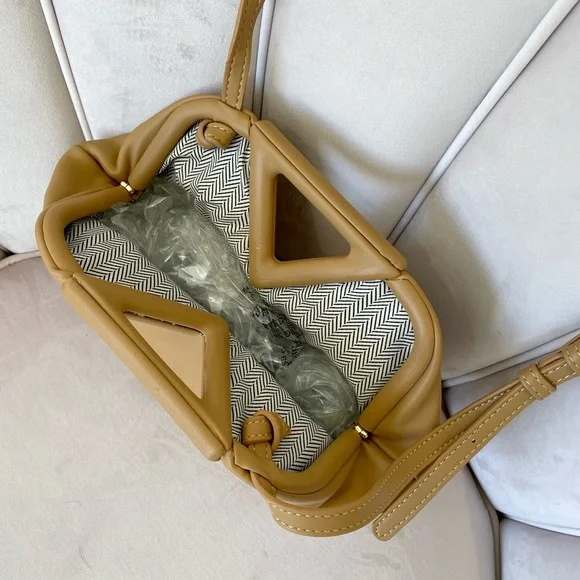 Faux Leather Tan Dumpling Bag - Picture 3 of 5